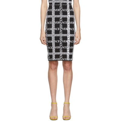 Versace Logo-print Cotton-blend Mini Pencil Skirt In A2024 Black