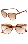 Gucci 57mm Cat Eye Sunglasses - Blonde Havana/ Borwn Gradient