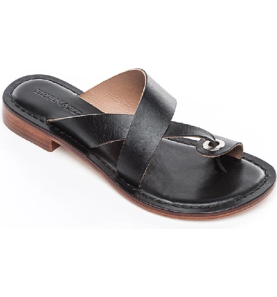 Bernardo Tia Flat Slide Sandals In Black Leather