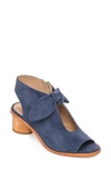 Bernardo Luna Suede Knotted Booties In Navy Blue Suede