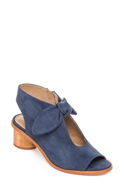 Bernardo Luna Suede Knotted Booties In Navy Blue Suede