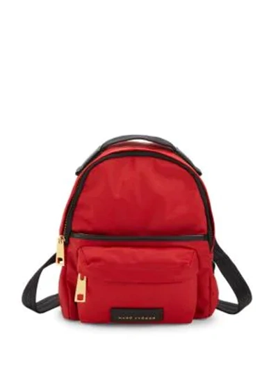 Marc Jacobs Goldtone Zip Backpack In Apple Red