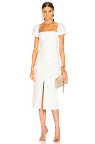 Brock Collection Square Neck Dress In White In Natural