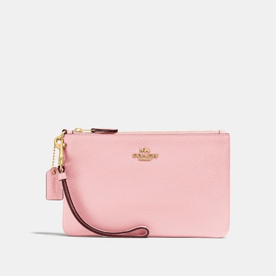 Coach Small Wristlet In Blossom/gold
