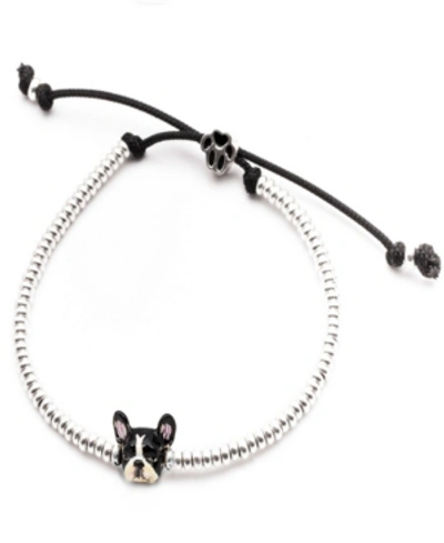 Dog Fever French Bulldog Head Bracelet In Sterling Silver And Enamel