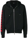 Dsquared2 Logo Print Zip-up Cotton Jersey Hoodie In Blue