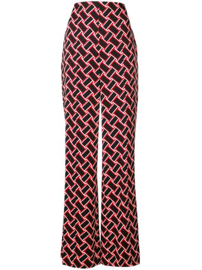 Diane Von Furstenberg Erica Geometric-print Wide-leg Trousers In Black Multi
