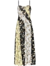 Off-white Paneled Floral-print Intarsia-trimmed Crepe De Chine Maxi Dress In Multicoloured