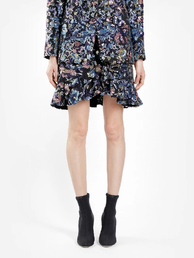 Self-portrait Sequin-embellished Skirt In Multicolor