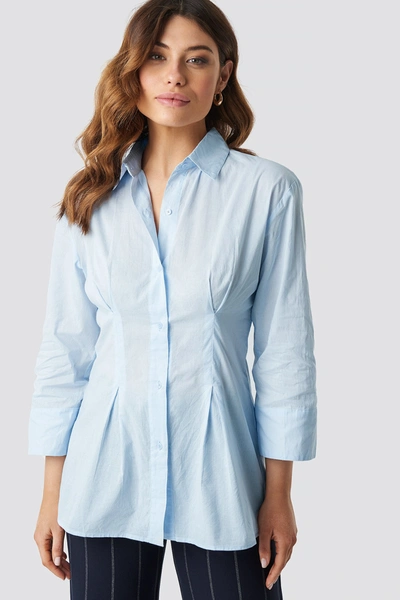 Na-kd Pleat Detail Oversized Shirt - Blue In Light Blue