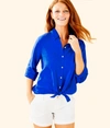 Lilly Pulitzer Women's Sea View Linen Button Down Top In White Size Small -  In White