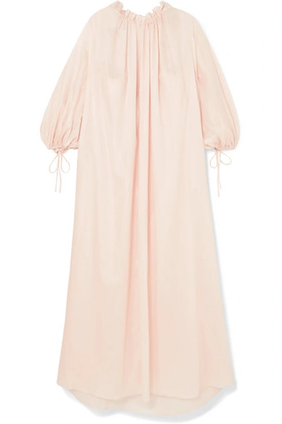 Three Graces London Almost A Honeymoon Gathered Cotton-voile Nightdress In Blush