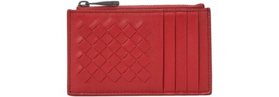 Bottega Veneta New Intrecciato Card Holder In China Red