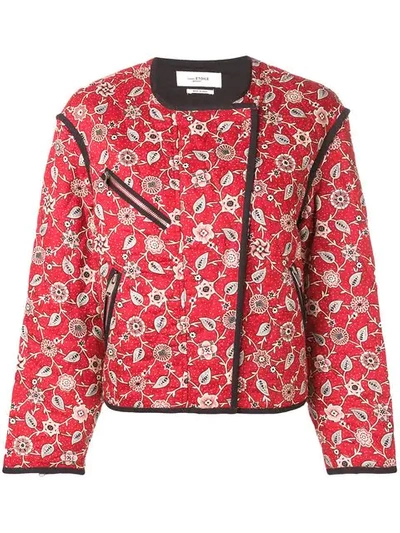 Isabel Marant Étoile Manae Printed Quilted Linen Jacket In Red