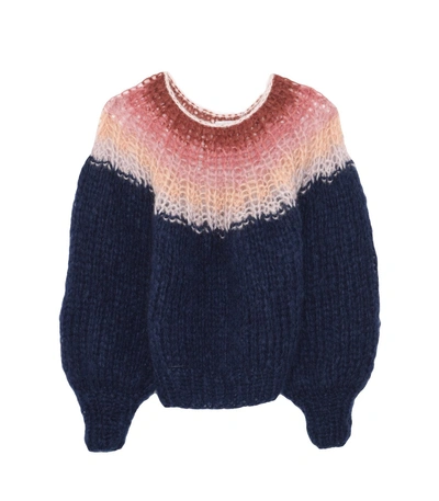 Maiami Mohair Pleated Sweater In Navy