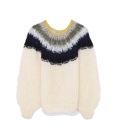 Maiami Mohair Pleated Sweater In Creme In Ivory