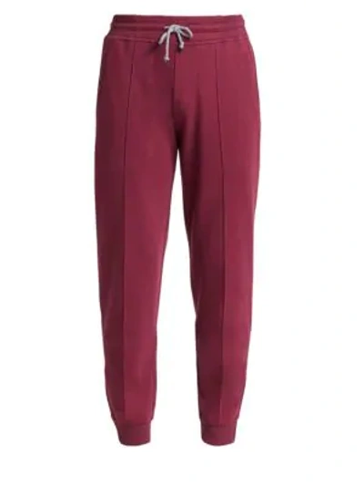 Brunello Cucinelli Banded Permanent Crease Joggers In Dark Red