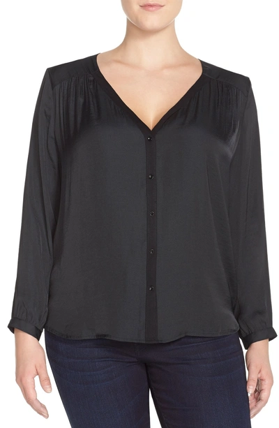 Tart 'lorena' Back Drape Mixed Media Top In Black