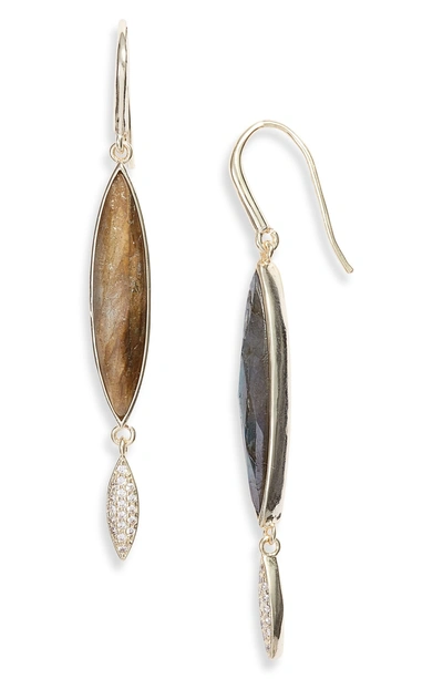 Melinda Maria Ford Drop Earrings In Labradorite/ Gold