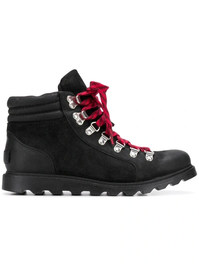 Sorel Ainsley Conquest Waterproof Leather And Suede Ankle Boots In Black