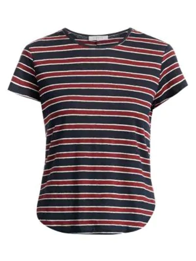 Frame Classic Linen Stripe T-shirt In Navy Multi