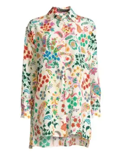 Etro Silk Paisley Tunic Shirt In Multi