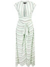 Proenza Schouler Striped Cap Sleeve Tie-front Midi Dress In Green