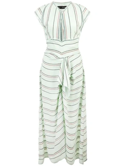 Proenza Schouler Striped Cap Sleeve Tie-front Midi Dress In Green