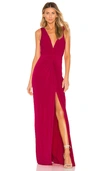 Katie May Leo Twist Front Evening Dress In Ruby