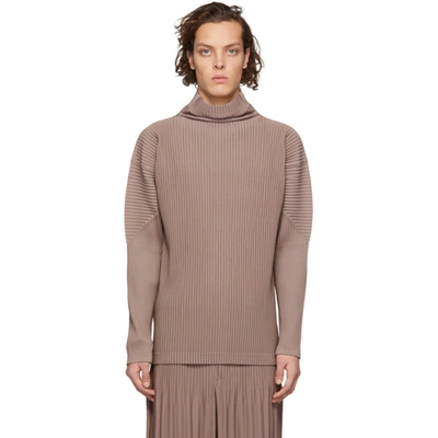 Issey Miyake Homme Plisse  Pink Pleated Turtleneck In 42 Rose