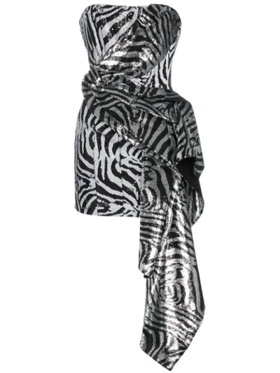 Halpern Sequin Embellished Corset Dress In Silver