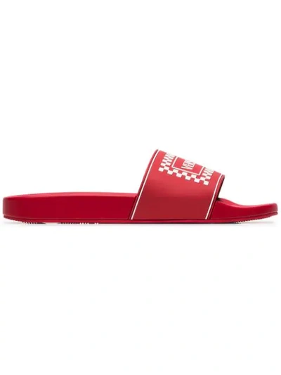 Versace Red Logo Rubber Slides In Drw Red
