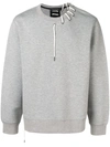Craig Green Lace-detailed Mélange Bonded-jersey Sweatshirt In Grey