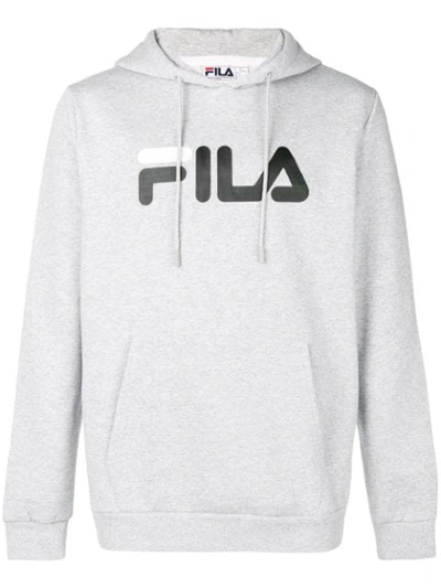 Fila Black Axel Hoodie With Logo In Grey In Grey