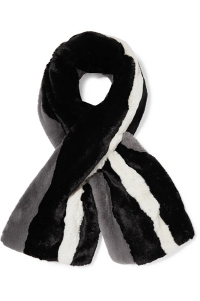 A Perdifiato Arabella Striped Faux Fur Wrap In Black