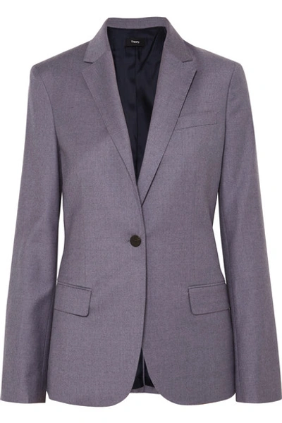 Theory Tailored Flannel Single-button Wool Staple Blazer In Lavender Melange