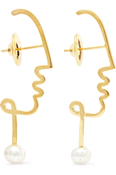 Paola Vilas Henri Gold-plated Pearl Earrings