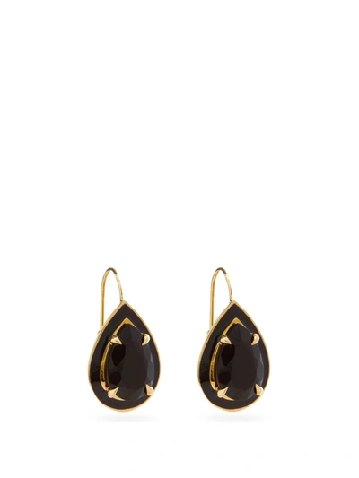 Alison Lou 14-karat Gold And Enamel Onyx Earrings