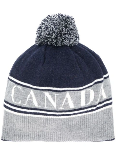 Canada Goose Pompom Wool-blend Beanie In Blue