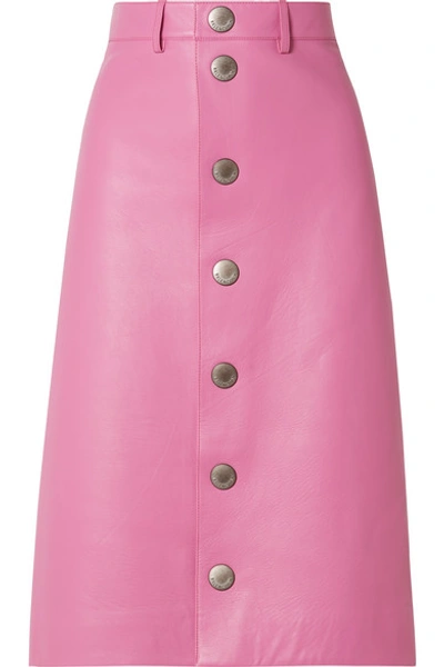 Balenciaga Pink Button Leather Skirt In Baby Pink