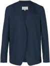 Maison Margiela Two-ply Collarless Wool Blazer In 511 Blue