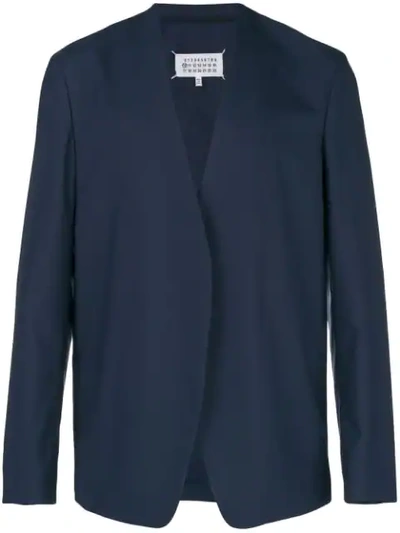 Maison Margiela Two-ply Collarless Wool Blazer In 511 Blue