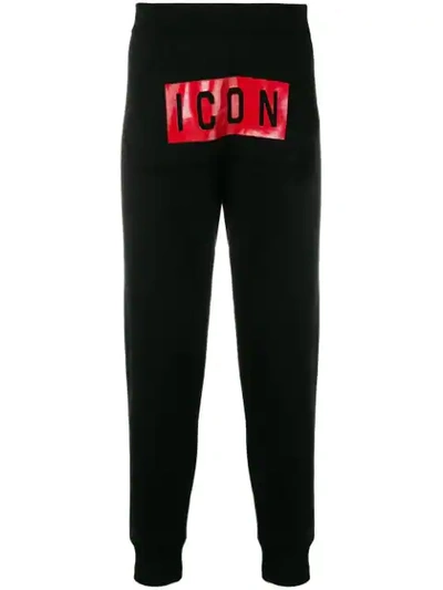Dsquared2 Icon Print Track Pants In Black
