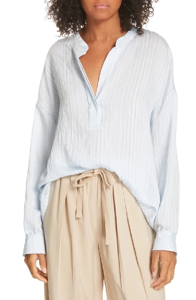 Vince Drapey Striped Pullover Tunic In Powder Blue