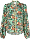 Alexis Minu Plunging Floral-print Blouson-sleeve Top In Botanical