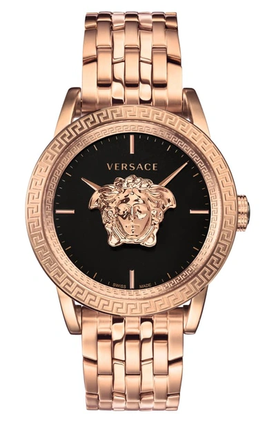 Versace Men's 43mm Palazzo Empire Watch, Rose Gold In Rose Gold/ Black/ Rose Gold