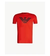 Emporio Armani Large Eagle Logo Cotton T-shirt In Red