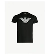 Emporio Armani Large Eagle Logo Cotton T-shirt In Black