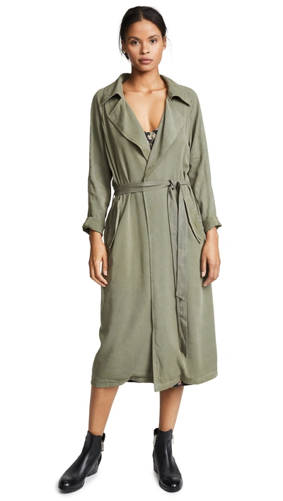 Rachel Pally Self-belt Garment-dye Twill Trench Coat In Olive