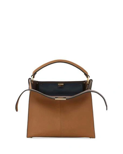 Fendi Peekaboo Xlite Mini Top-handle Bag In Brown/blue